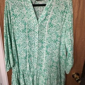 Zara Green and White Floral Dress